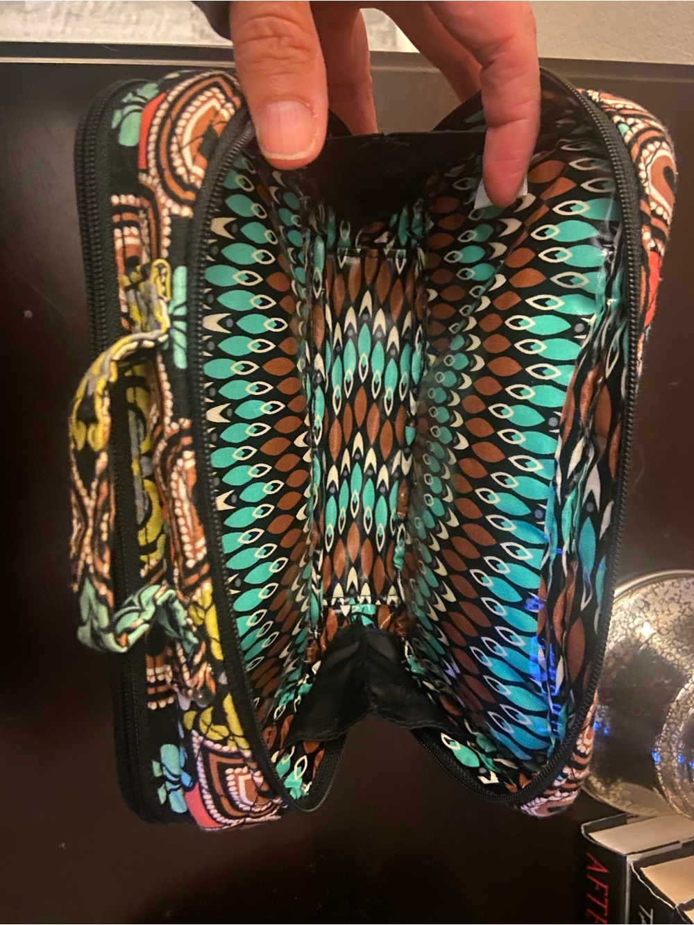 Vera Bradley Black Multi Floral Paisley Quilted Cosmetic Pouch retired "Sierra" - Picture 8 of 8